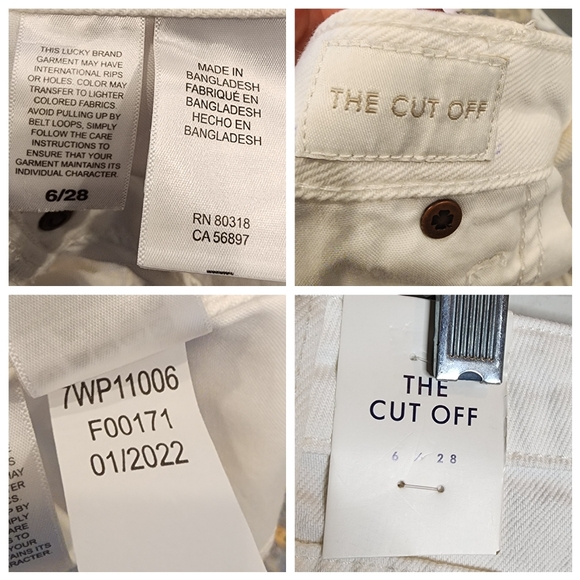 NWT Lucky Brand White Cutoff Jeans shorts. Exposed button fly. Women's size 6/28 - Picture 2 of 16